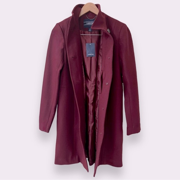 Land’s End Wool Fit and Flare Coat | Women’s Size 4 Tall | Deep Claret | $38.00 - Picture 3 of 8
